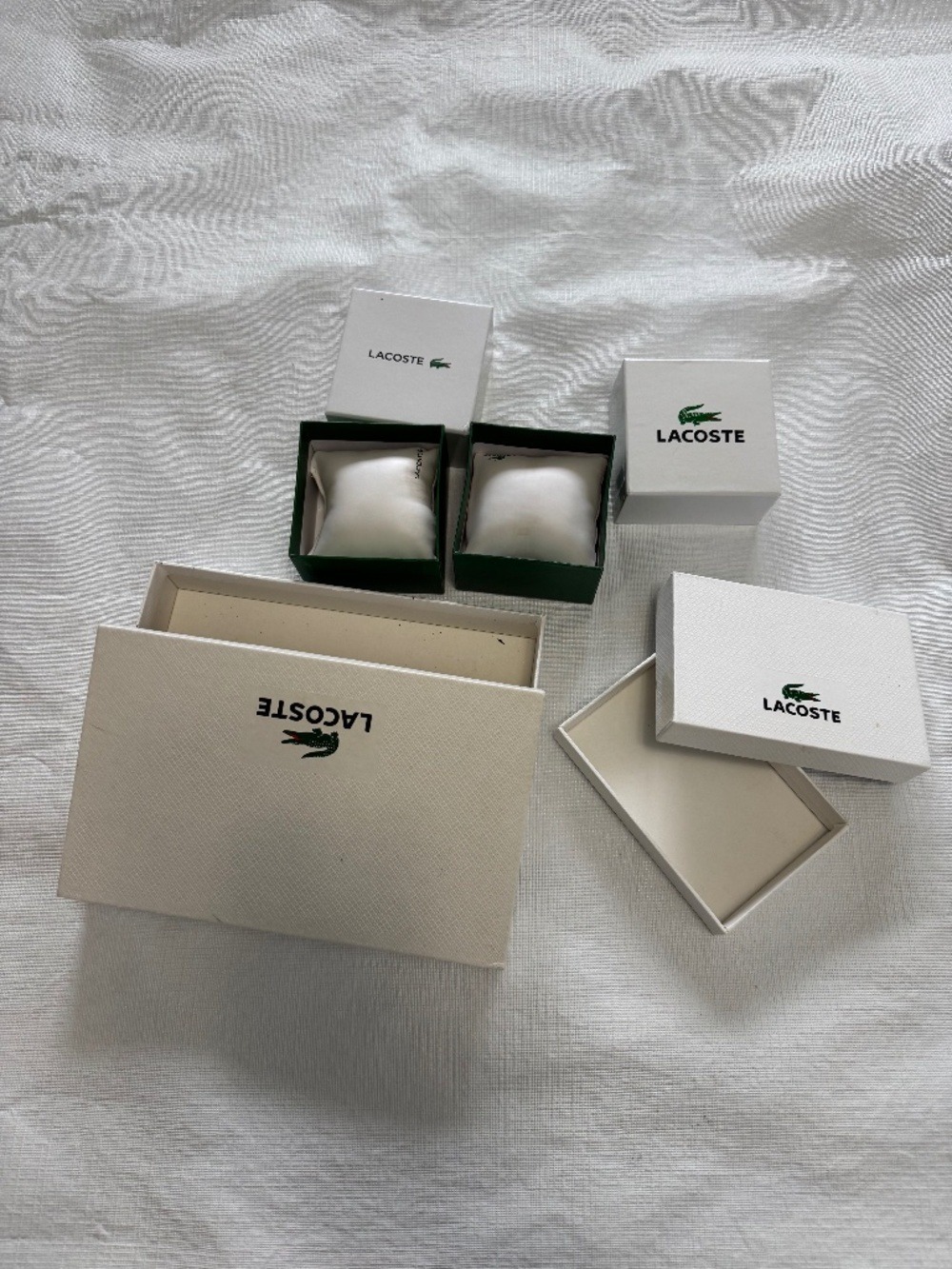 Lacoste White and Green Jewelry/Accessory Boxes watch and wallet